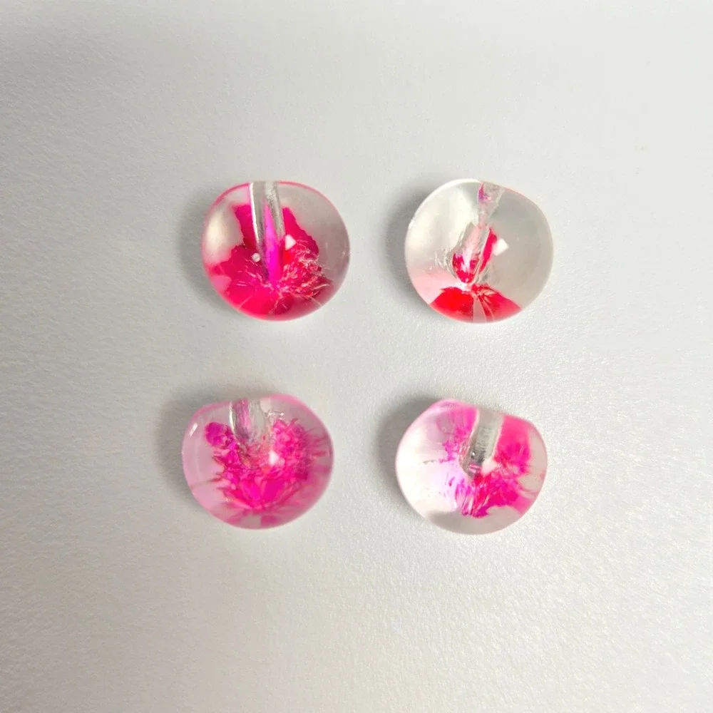 4 Czeck Art glass Buttons Molded Shank 1/2